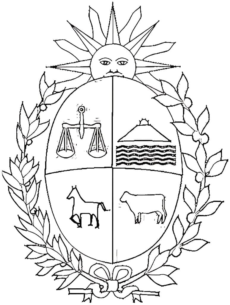 The Coat of arms of Uruguay coloring page