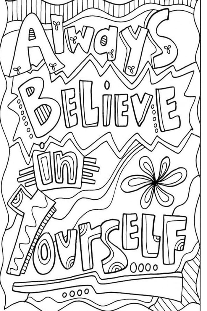 Think Positive Quote coloring page