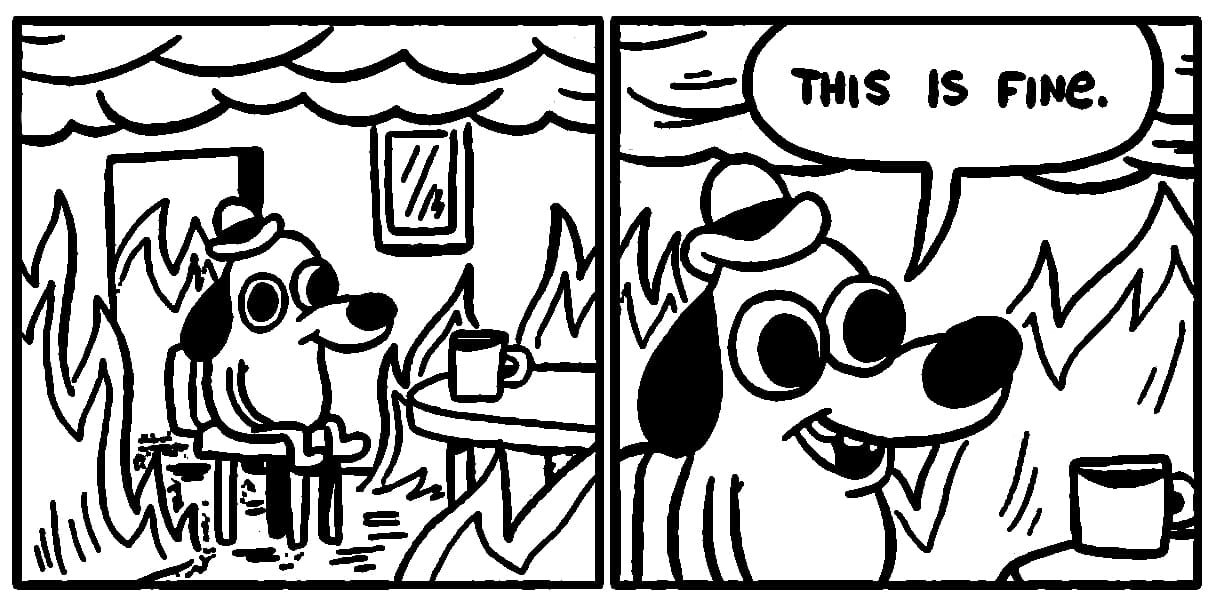 This Is Fine Meme coloring page