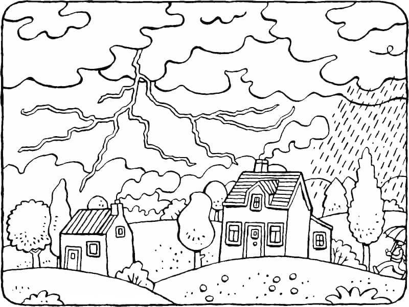 Thunder and Lightning Scene coloring page