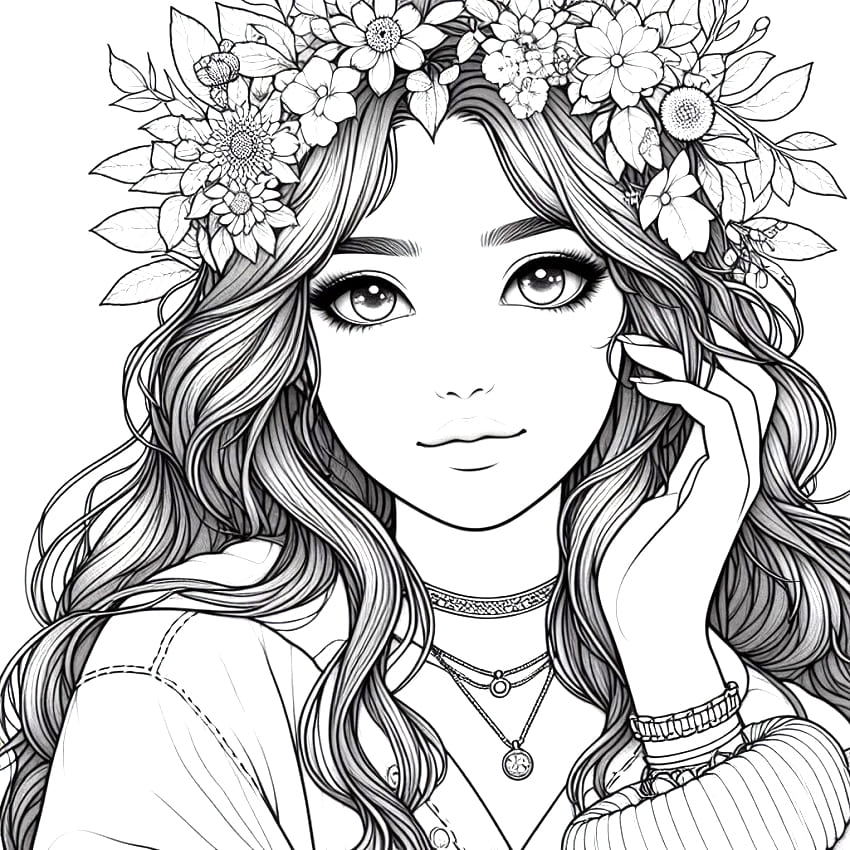 Wonderful Realistic Girl coloring page - Download, Print or Color ...