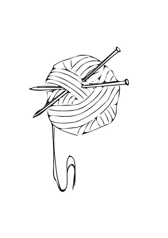 Yarn Ball and Knitting Needles coloring page - Download, Print or Color ...
