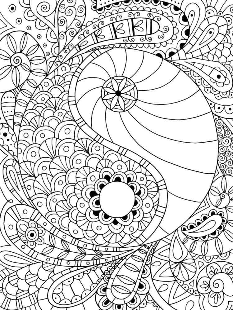 Yin Yang Abstract coloring page