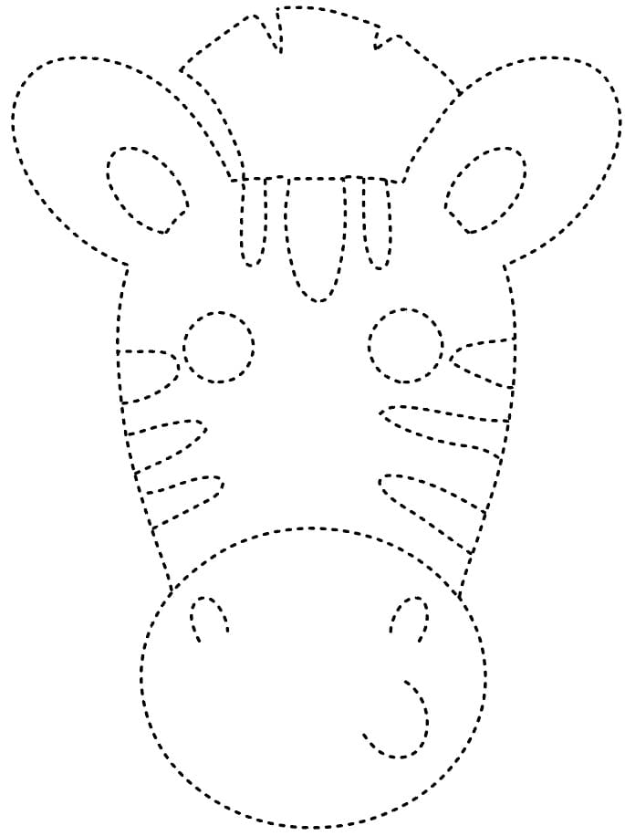 Zebra Face Tracing Worksheet coloring page