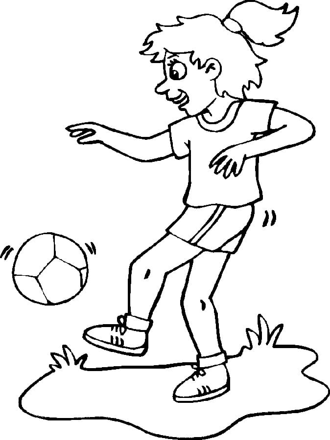 A Girl is Playing Soccer