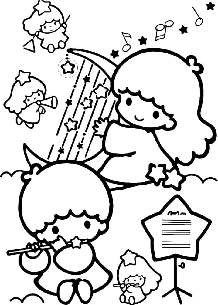 Amazing Little Twin Stars coloring page