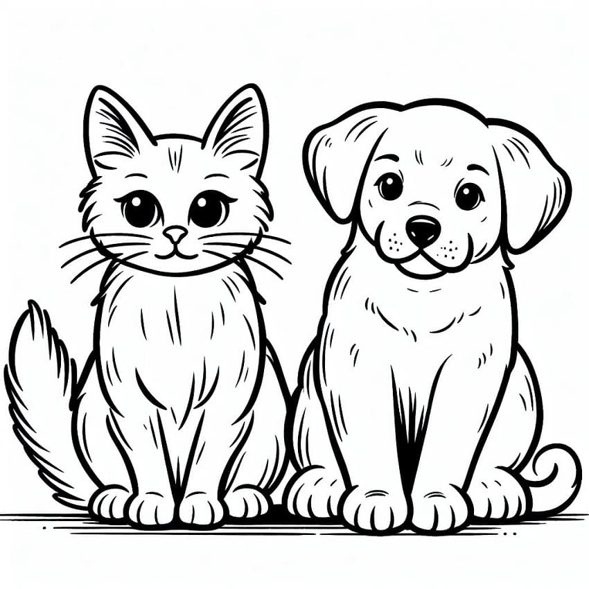 Cat and Dog are Sitting