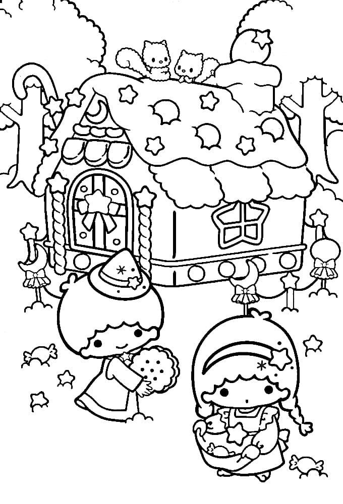 Christmas Little Twin Stars coloring page