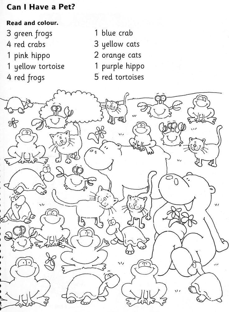 Color the Animals for First Grade coloring page