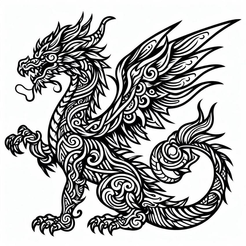 Cool Tribal Dragon coloring page