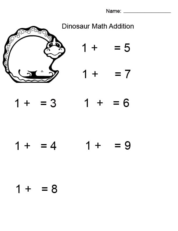 Dinosaur Math Addition for First Grade coloring page