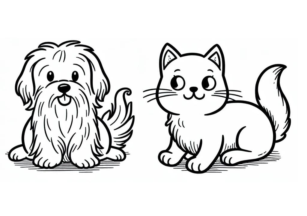 Dog and Cat Printable coloring page