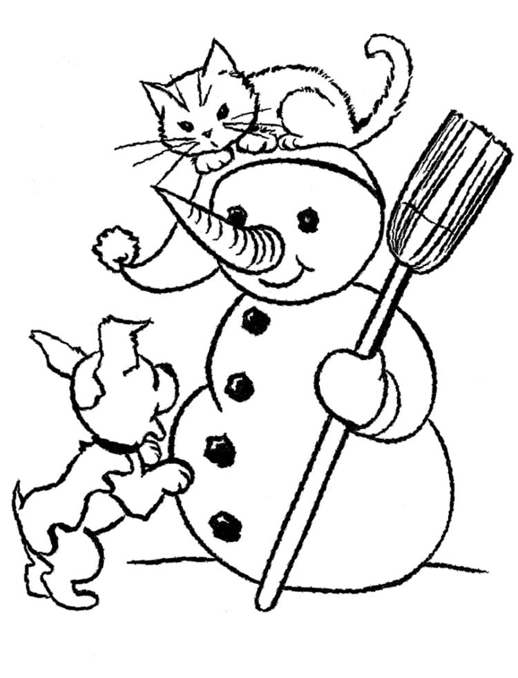 Dog, Cat and Snowman