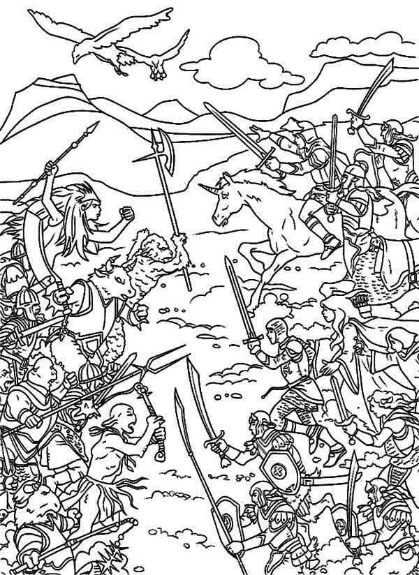 Fantastic War coloring page