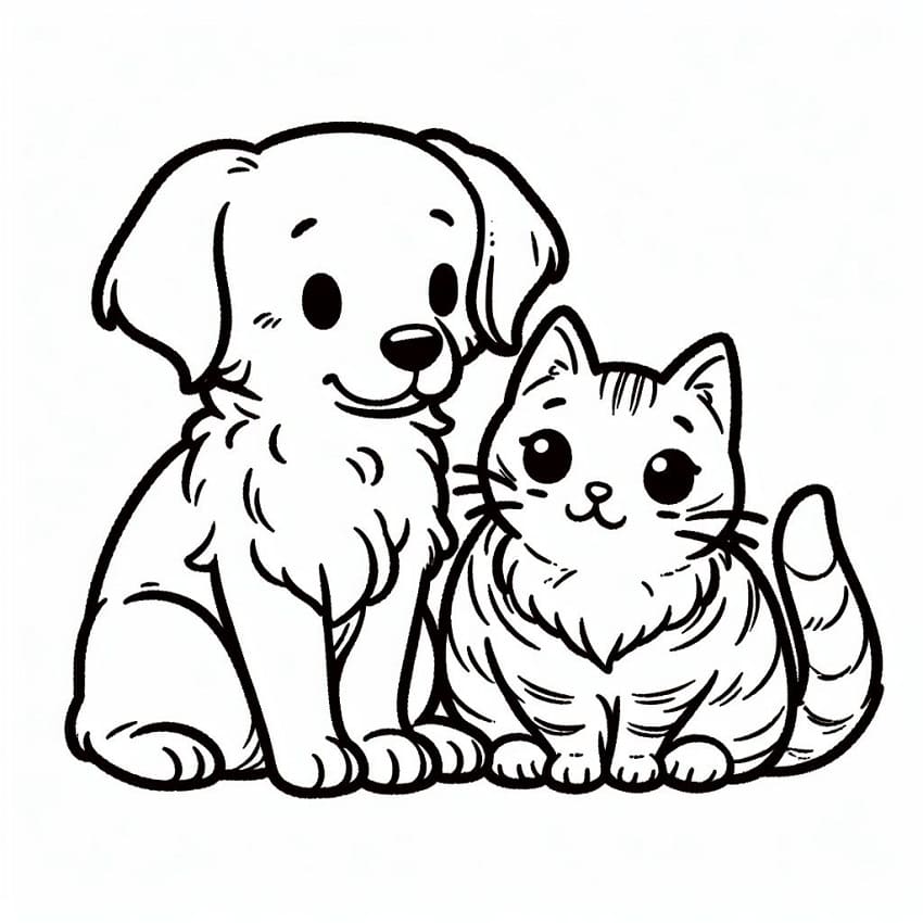 Free Dog and Cat coloring page