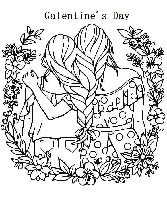 Free Printable Galentine’s Day coloring page