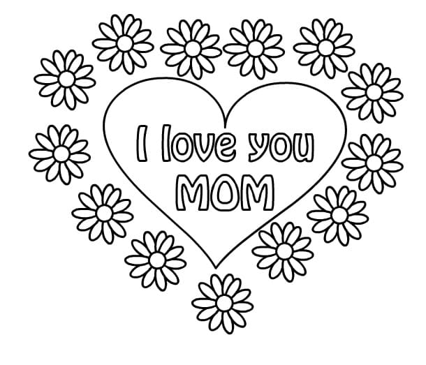 Free Printable I Love You Mom coloring page