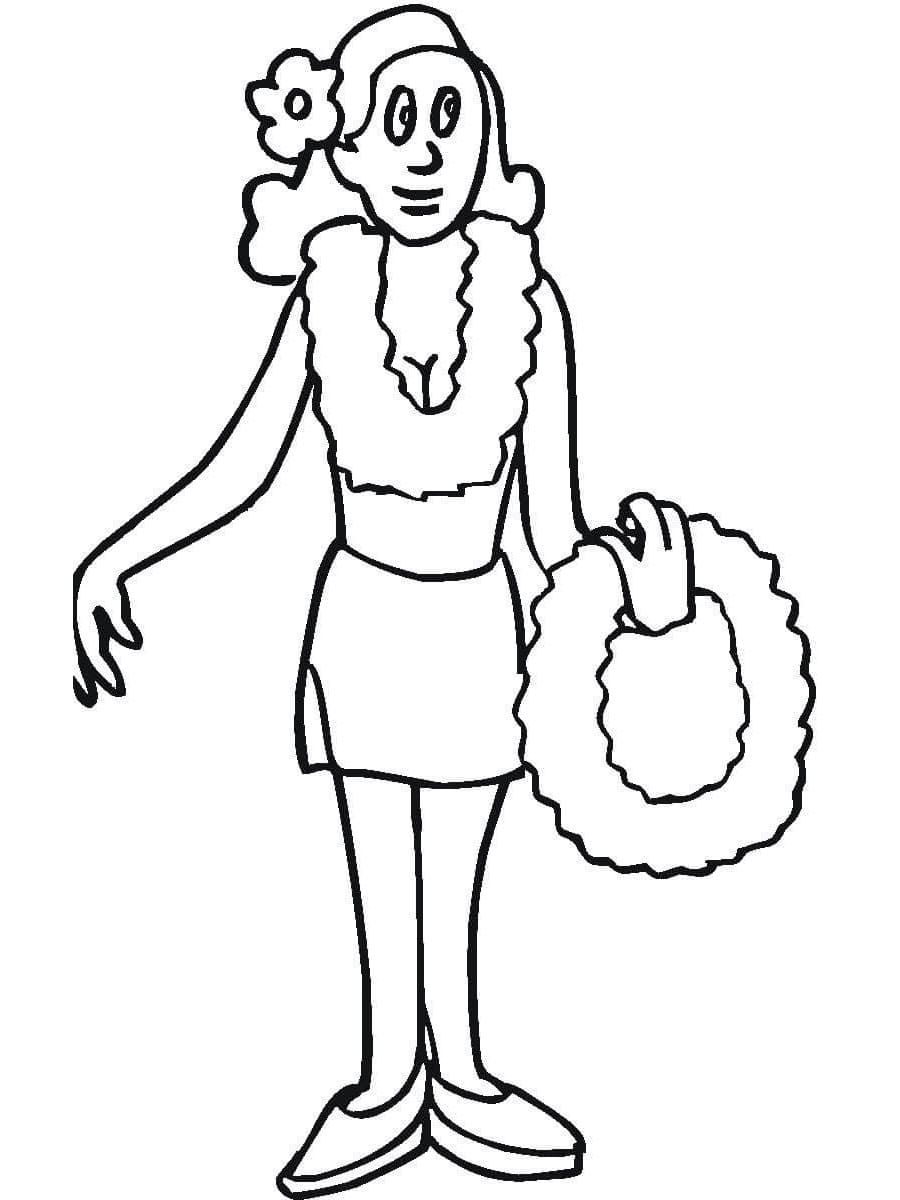 Hawaiian Girl and Lei coloring page