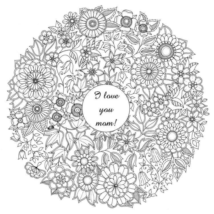 I Love Mom Antistress coloring page