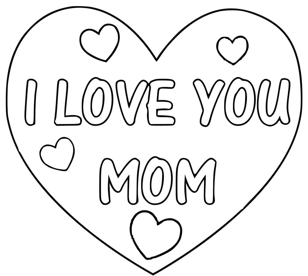 I Love You Mom Heart coloring page