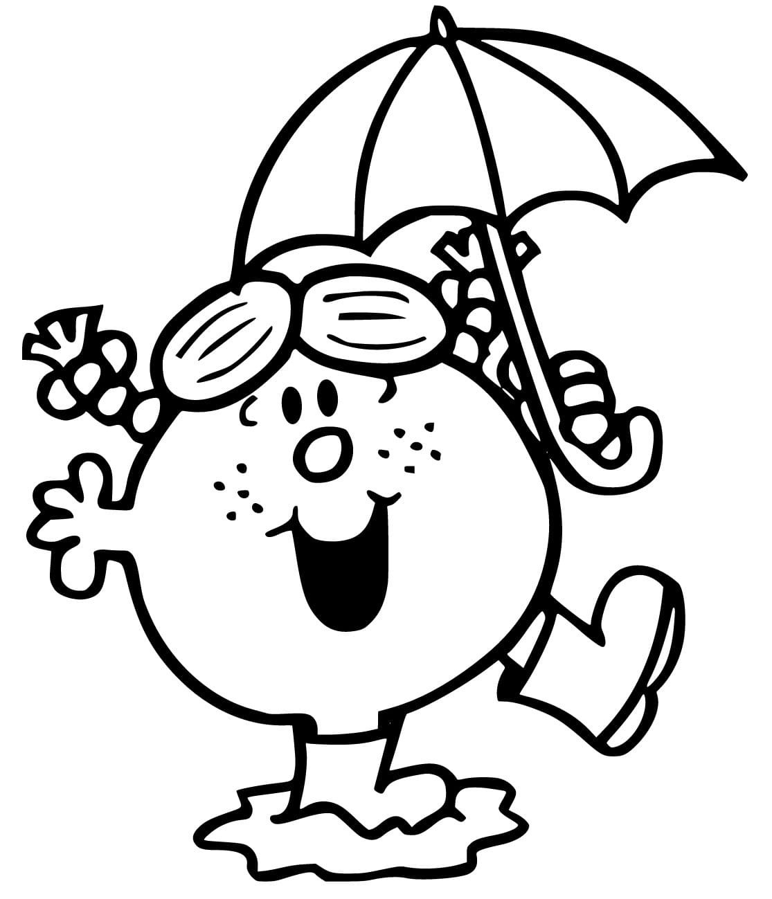 Little Miss Sunshine with Umbrella coloring page