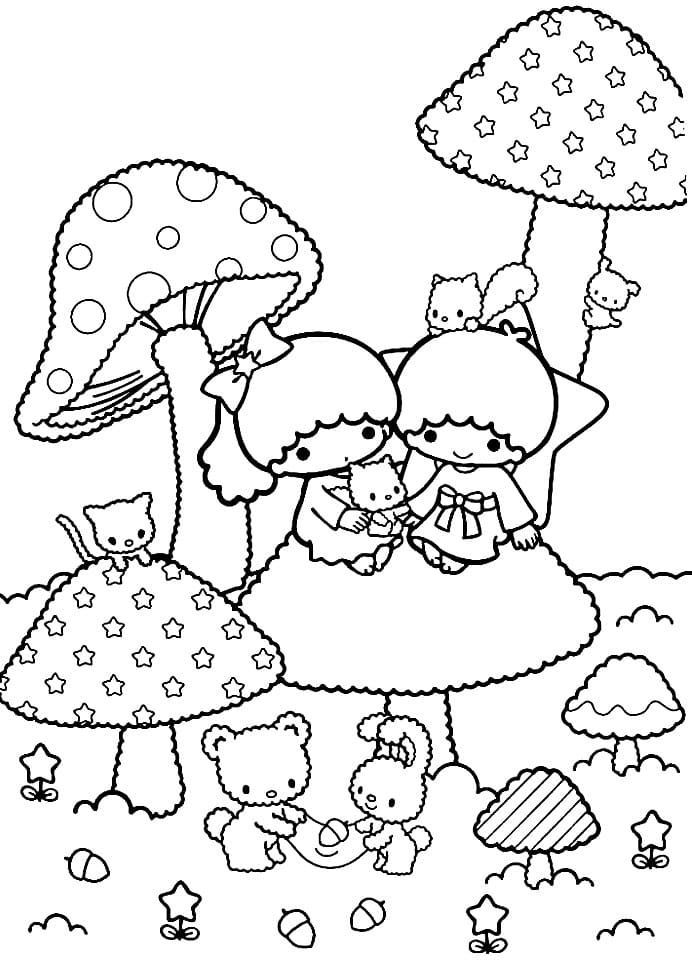 Little Twin Stars Free For Kids coloring page