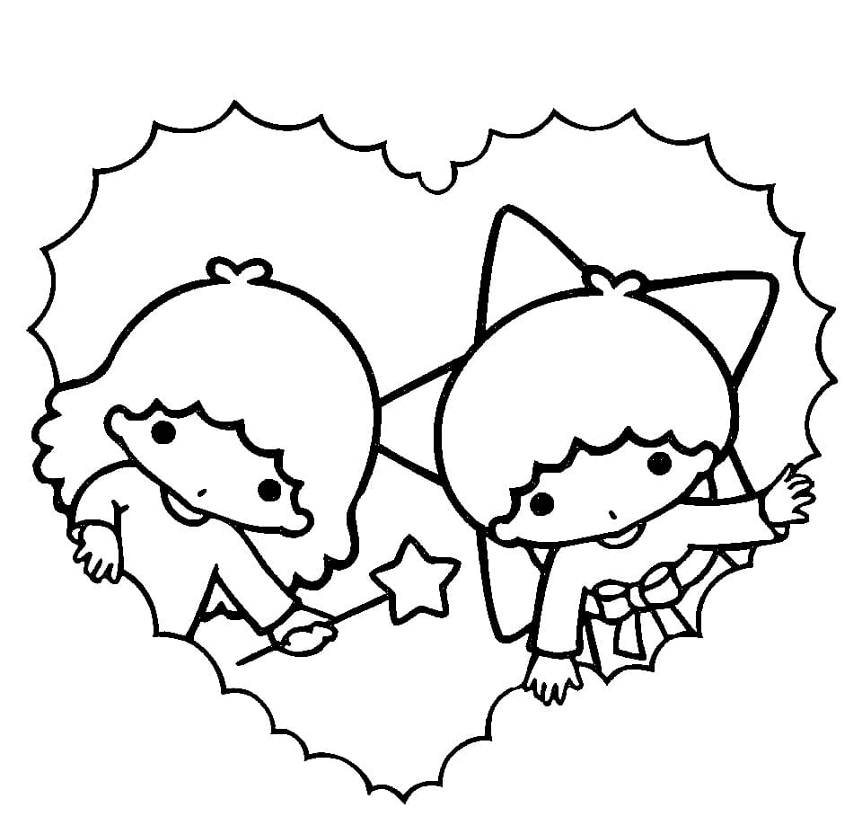 Little Twin Stars on Valentines Day coloring page - Download, Print or ...