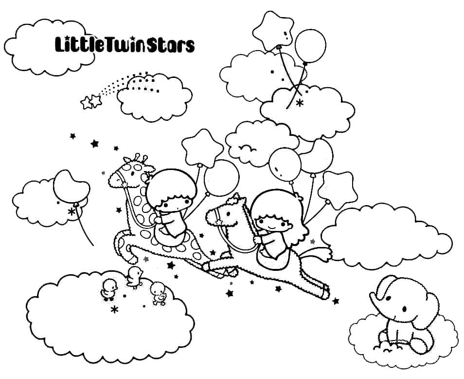 Lovely Little Twin Stars coloring page