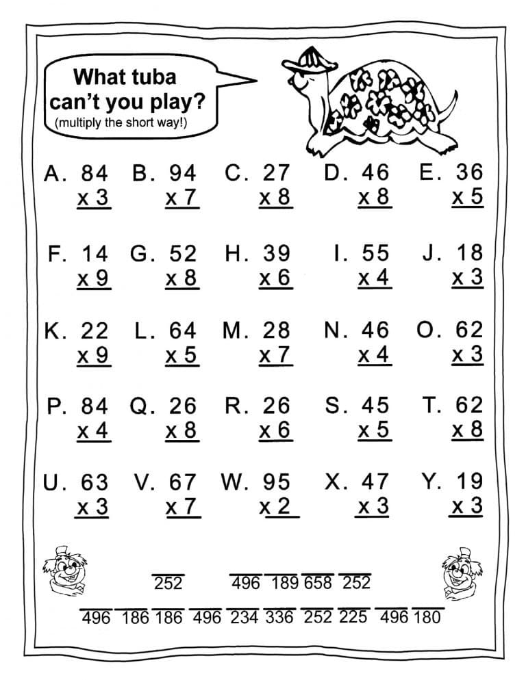 Multiplication Worksheet for 3rd Grade coloring page