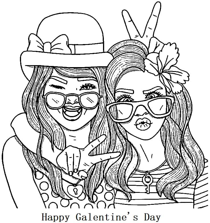 Print Galentine’s Day coloring page