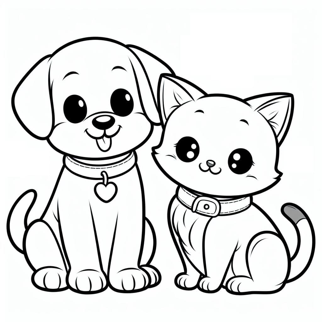 Printable Cute Dog and Cat