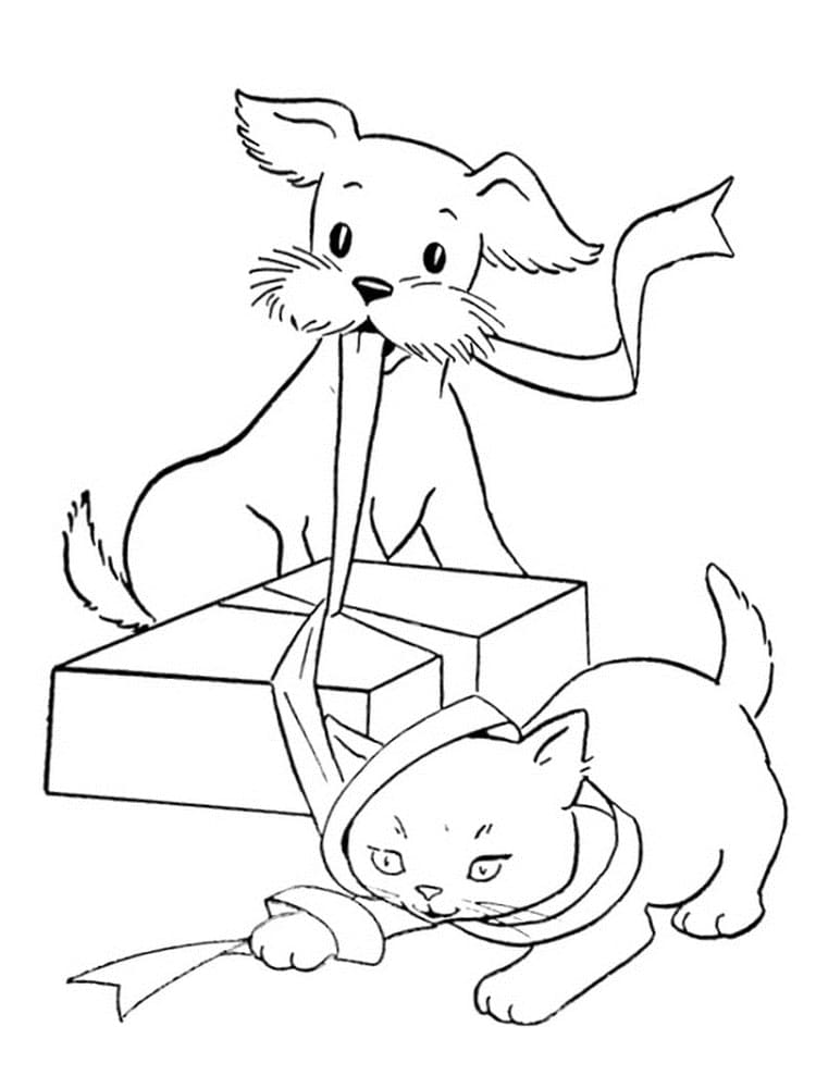 Printable Dog and Cat coloring page