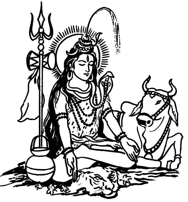 Printable Maha Shivaratri coloring page