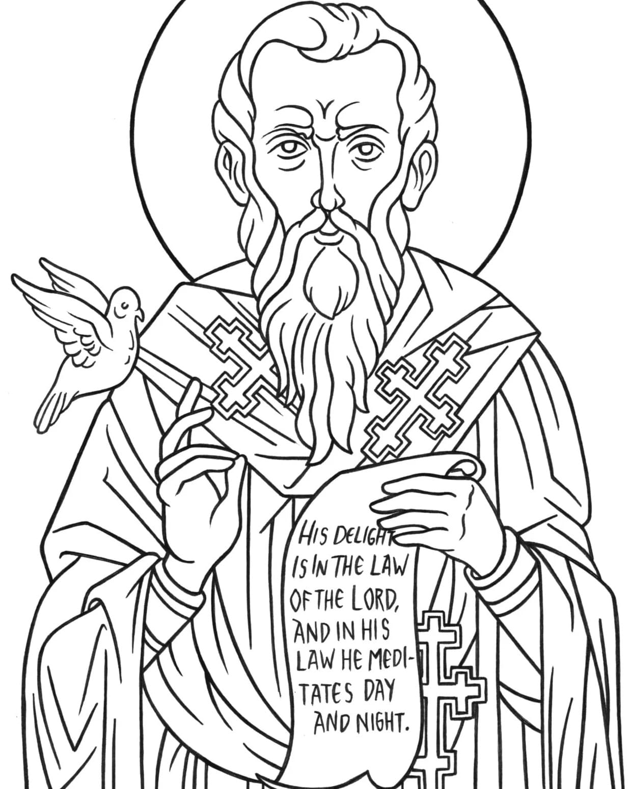 Printable Saint David coloring page