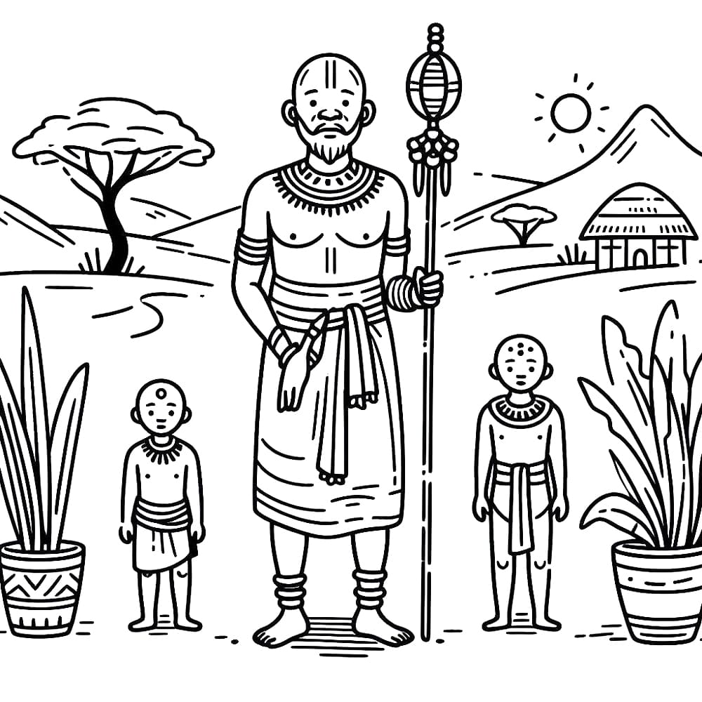 Printable Zulu People coloring page