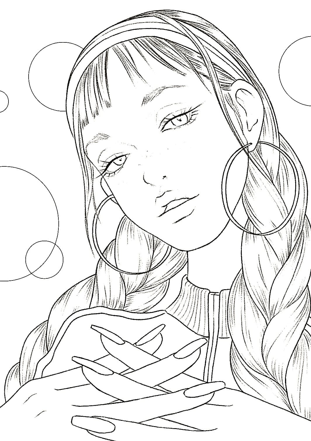 Retro Girl for Teen coloring page