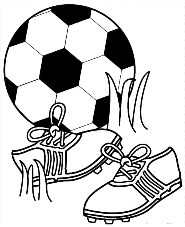 Soccer Ball and Shoes coloring page