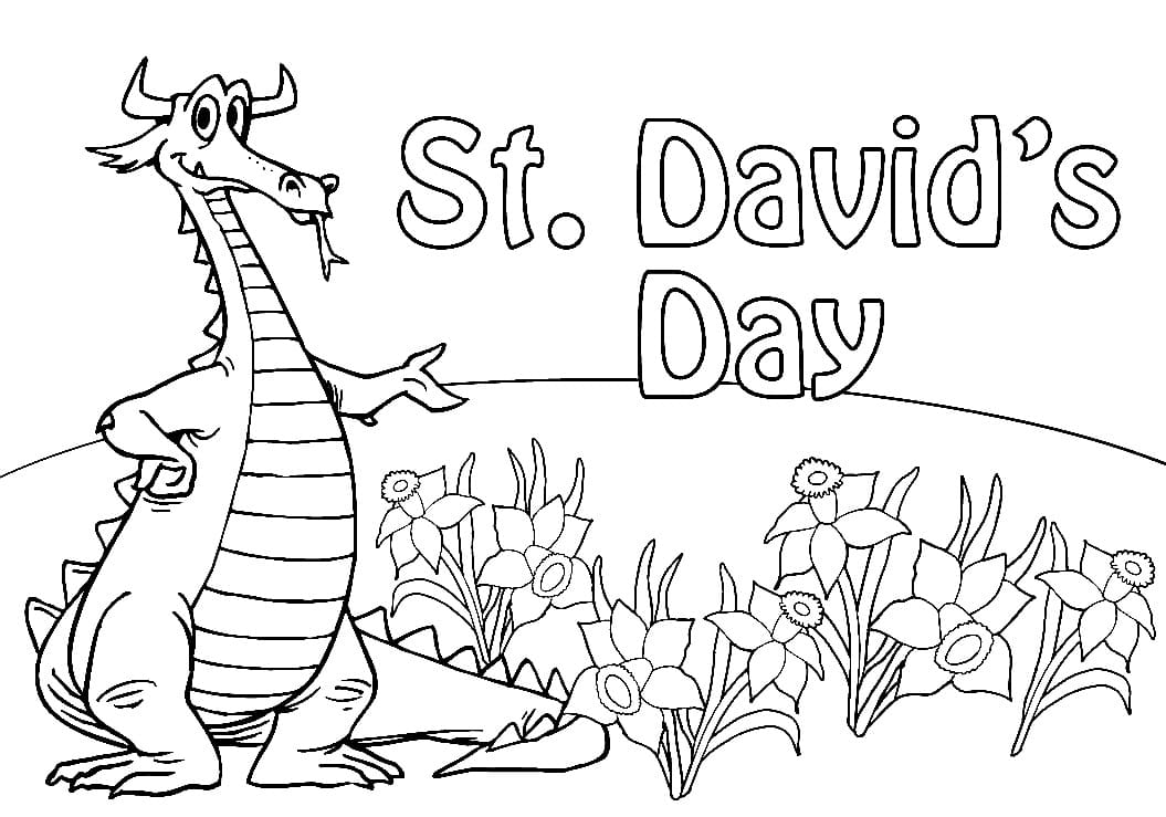 St. David’s Day Dragon coloring page