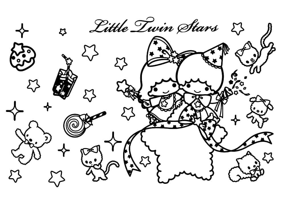 Sweet Little Twin Stars coloring page