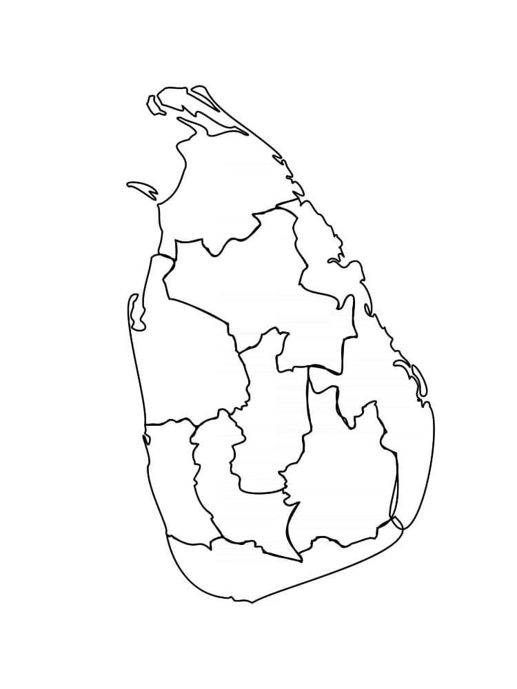 The Map of Sri Lanka coloring page