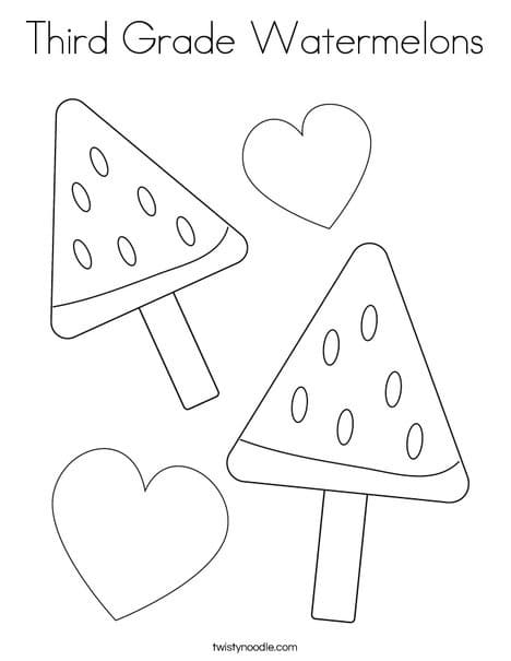 Third Grade Watermelons coloring page