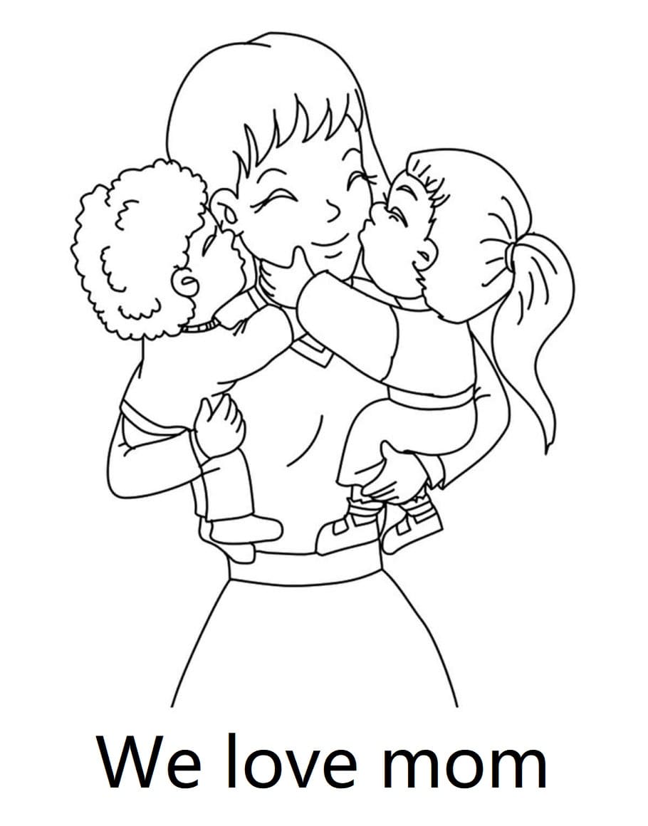 We Love Mom coloring page