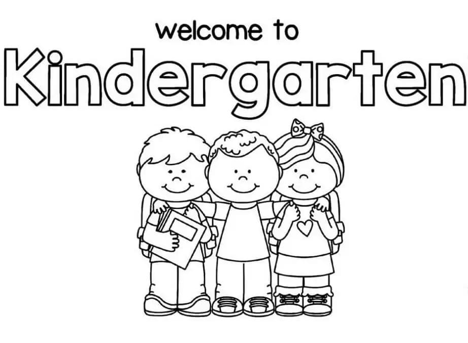 Welcome to Kindergarten with Kids coloring page