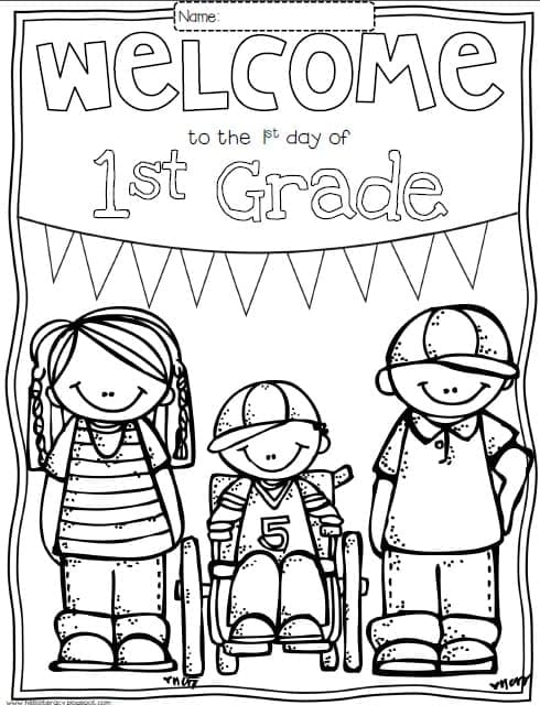 Welcome to The First Day of First Grade coloring page