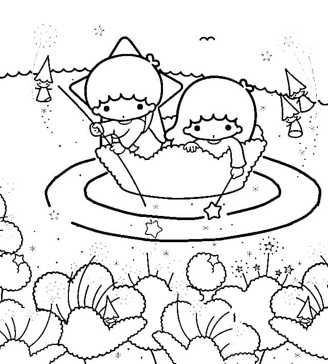 Wonderful Little Twin Stars coloring page