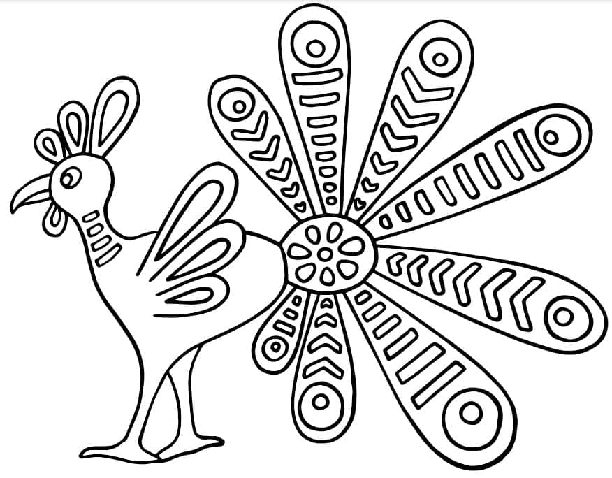 Alebrije Peacock coloring page