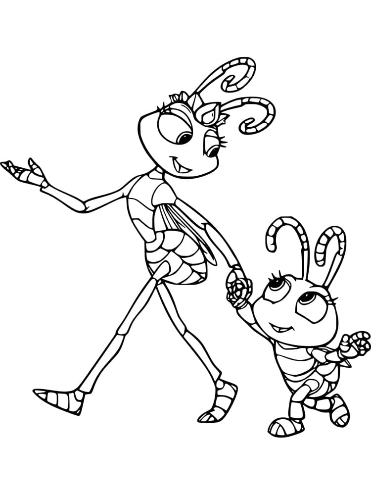 Atta and Dot from A Bug’s Life coloring page