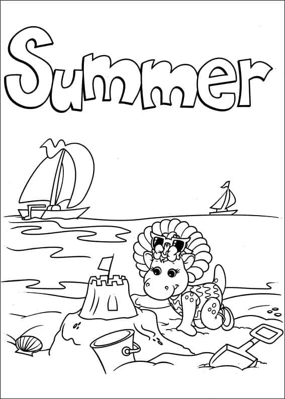 Baby Bop on the Beach coloring page