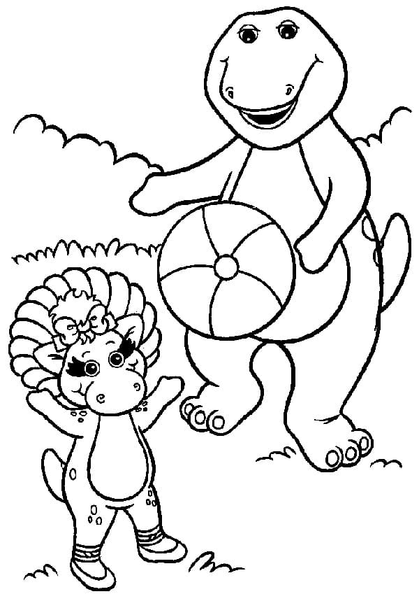 Baby Pop with Barney coloring page