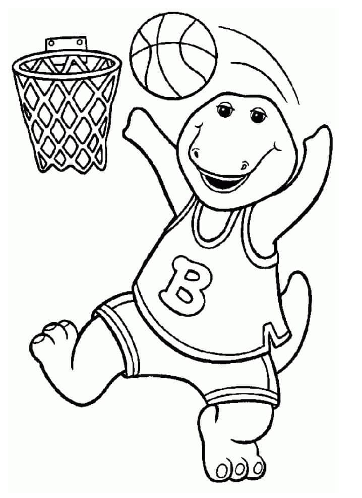 Barney is Playing Basketball coloring page